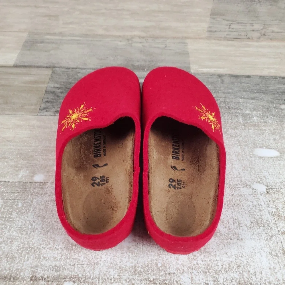 Birkenstock Kaprun Kids Clog Sz 11 Narrow Snow Stars Red Lamb Slip On Shoes